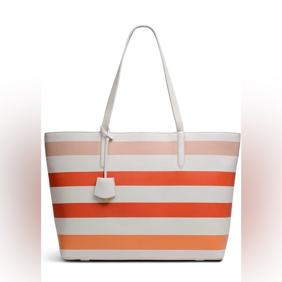 NWT Radley Chrisp Street Summer Stripes Large Leather Zip Top Tote Bag - Picture 7 of 11